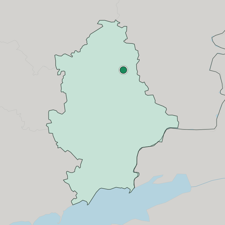Map showing Bakhmut — In Donetska Oblast