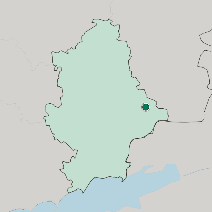 Map showing Chystyakove — In Donetska Oblast