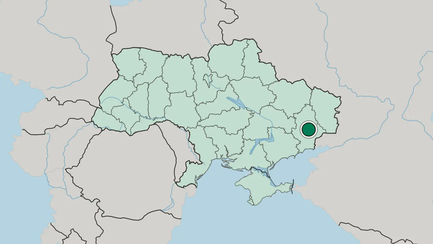 Map of Donetsk in Ukraine