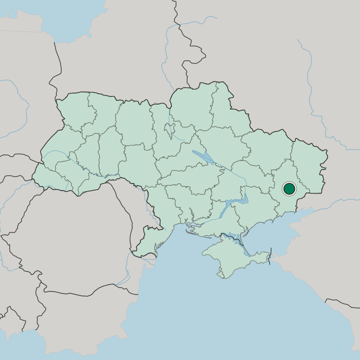 Map showing Donetsk — In Ukraine