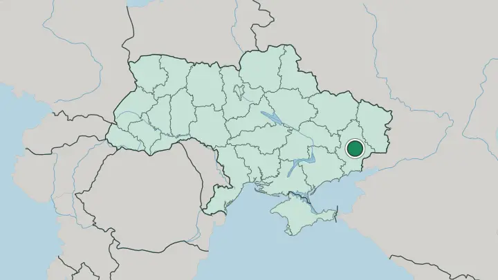 Map of Donetsk in Ukraine