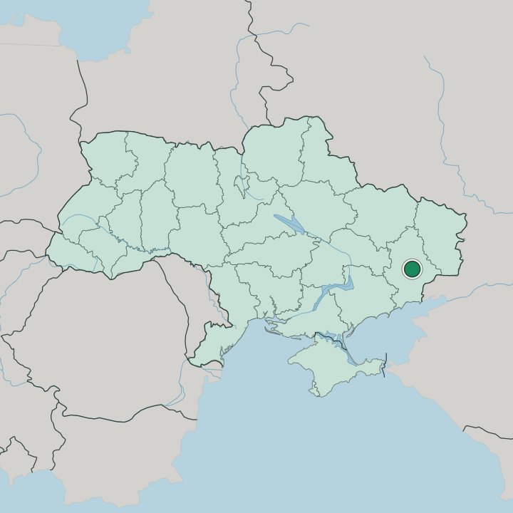 Map showing Donetsk — In Ukraine