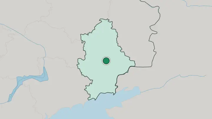 Map of Donetsk in Ukraine
