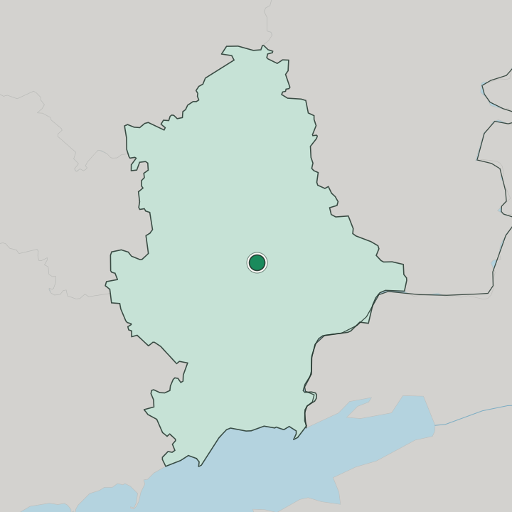 Map showing Donetsk — In Donetska Oblast