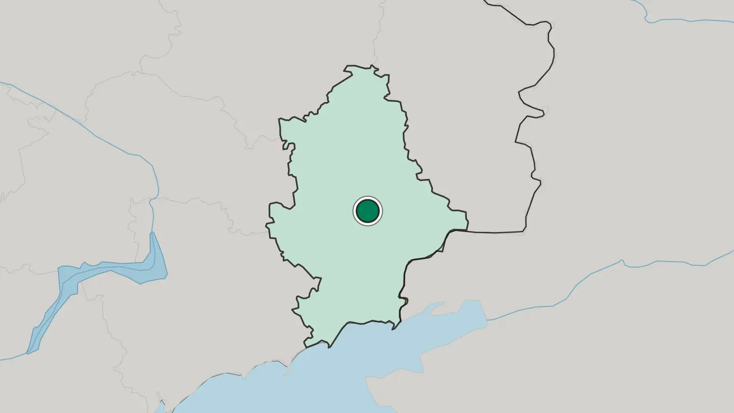 Map of Donetsk in Ukraine