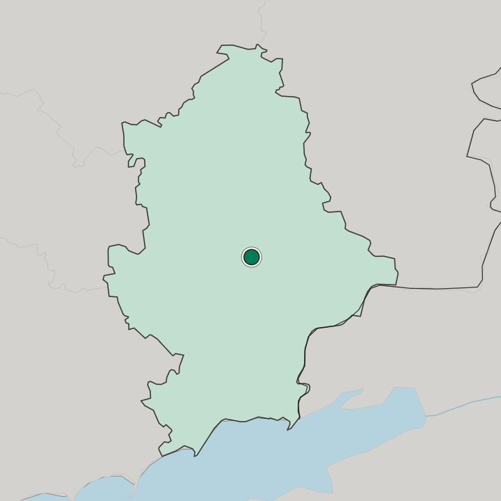 Map showing Donetsk — In Donetska Oblast