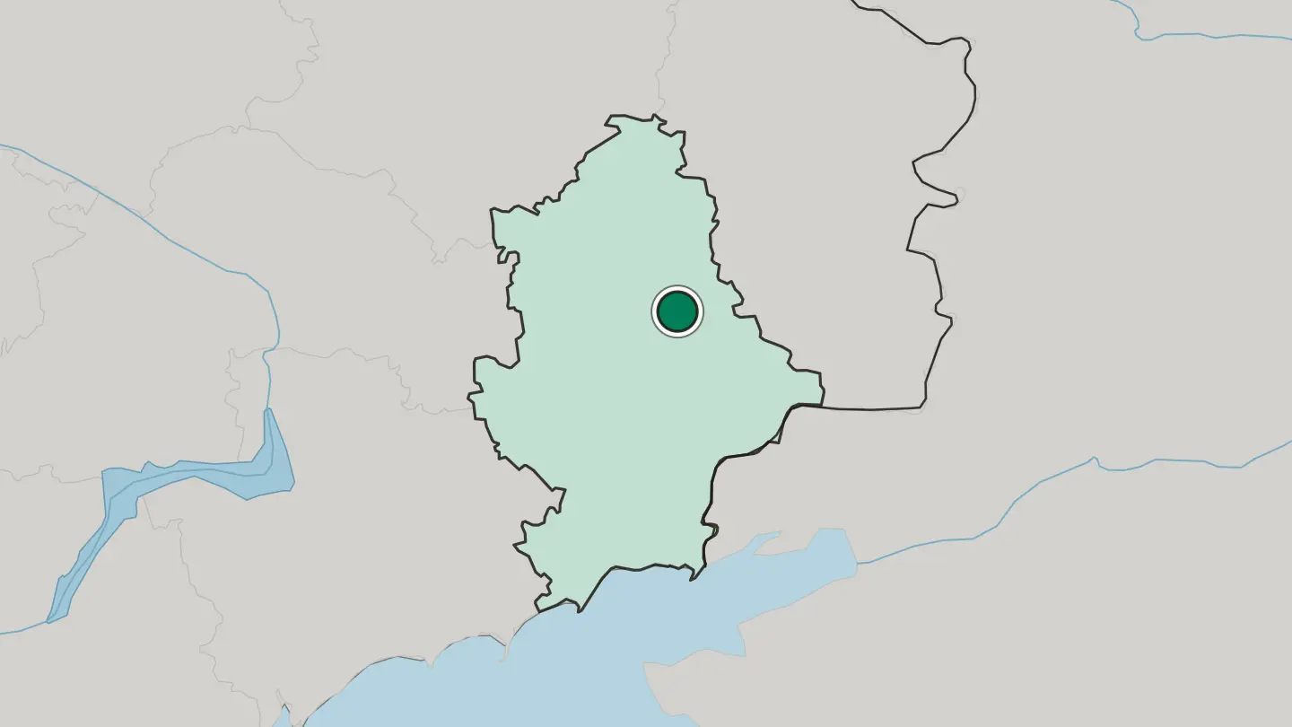 Map of Horlivka in Ukraine