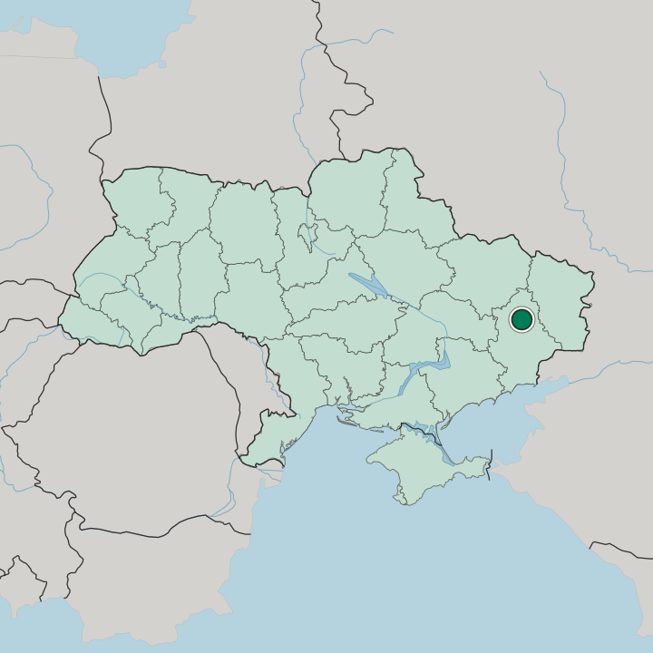 Map showing Kostyantynivka — In Ukraine