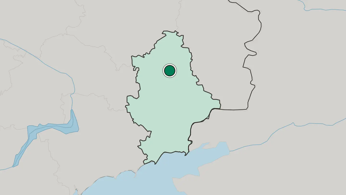 Map of Kostyantynivka in Ukraine
