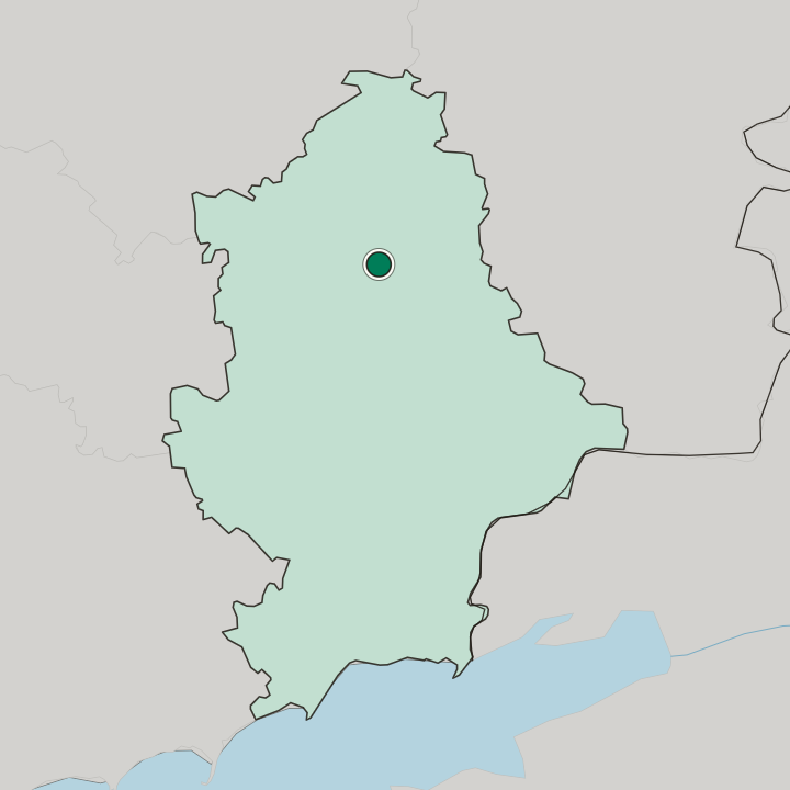 Map showing Kostyantynivka — In Donetska Oblast