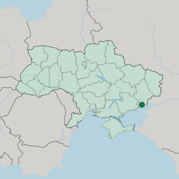 Map showing Mariupol — In Ukraine