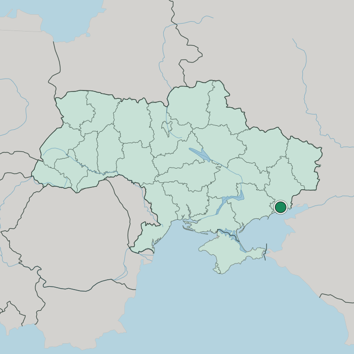 Map showing Mariupol — In Ukraine