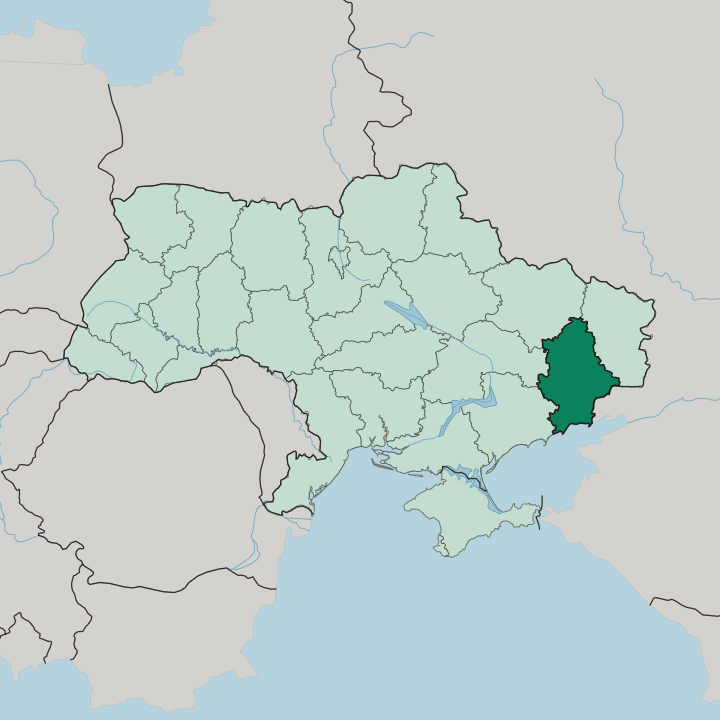 Map showing Donetska Oblast — In Ukraine