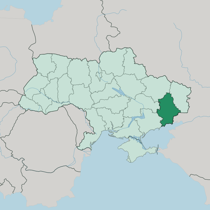 Map showing Donetska Oblast — In Ukraine