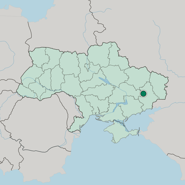 Map showing Pokrovsk — In Ukraine