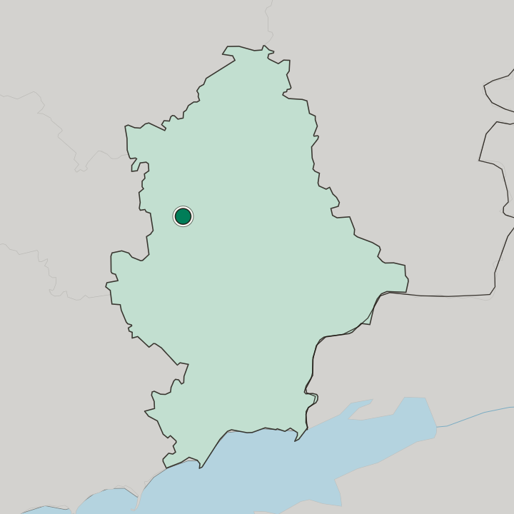Map showing Pokrovsk — In Donetska Oblast