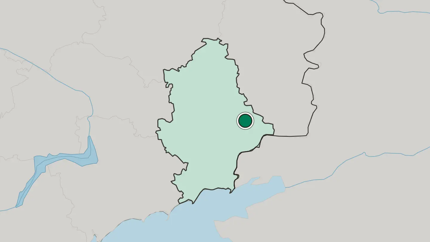 Map of Shakhtarsk in Ukraine