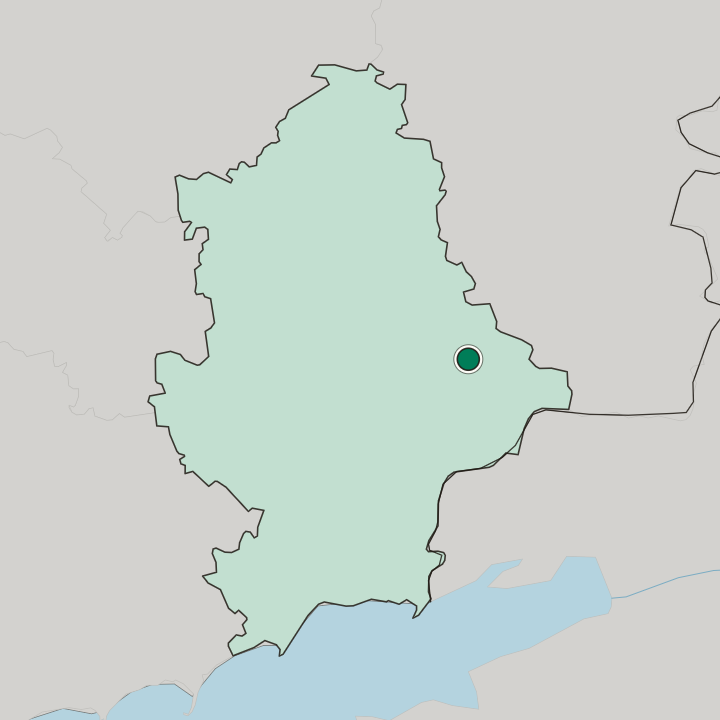 Map showing Shakhtarsk — In Donetska Oblast