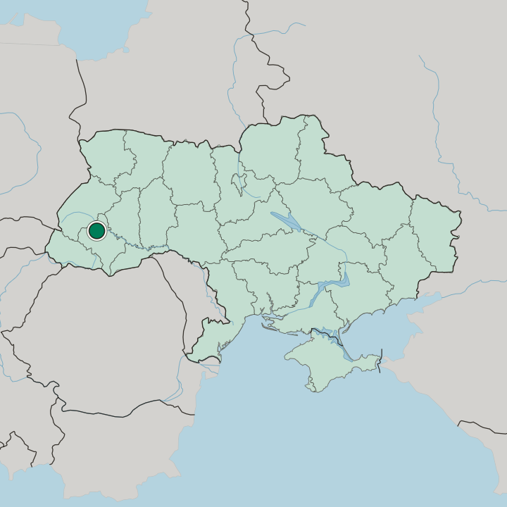 Map showing Kalush — In Ukraine