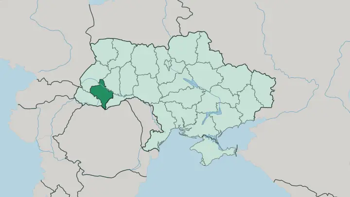 Map of Ivano-Frankivsk Oblast in Ukraine