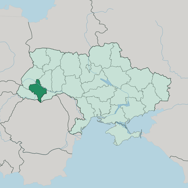 Map showing Ivano-Frankivsk Oblast — In Ukraine