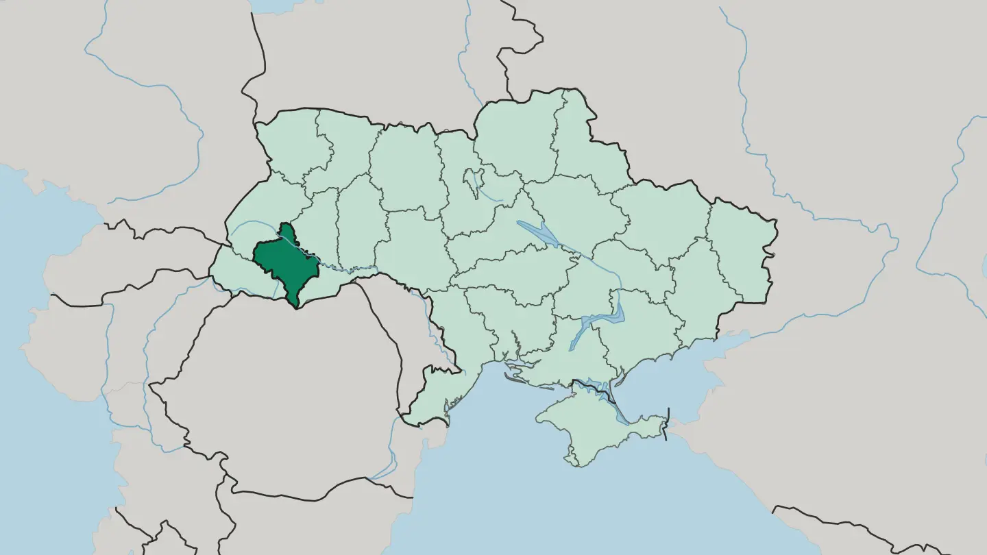 Map of Ivano-Frankivsk Oblast in Ukraine