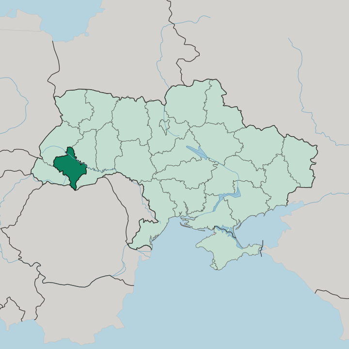 Map showing Ivano-Frankivsk Oblast — In Ukraine
