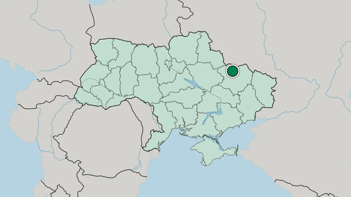 Map of Kharkiv in Ukraine