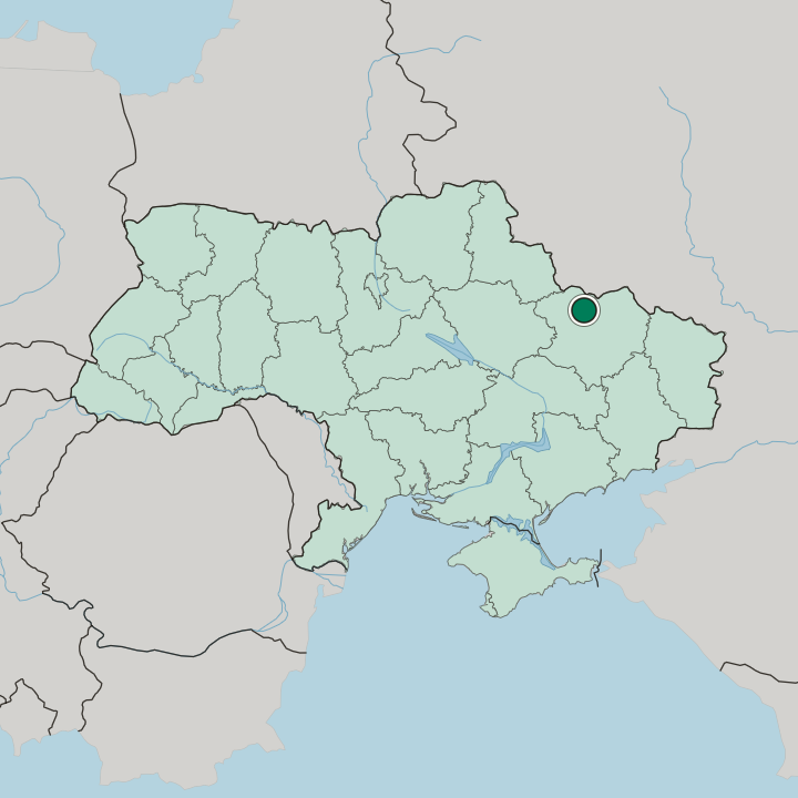 Map showing Kharkiv — In Ukraine