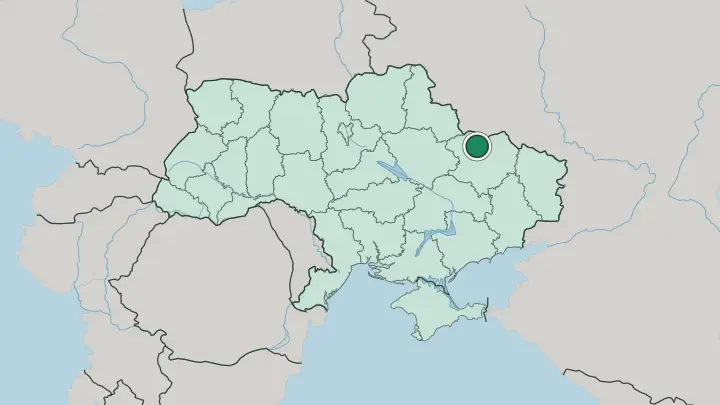 Map of Kharkiv in Ukraine