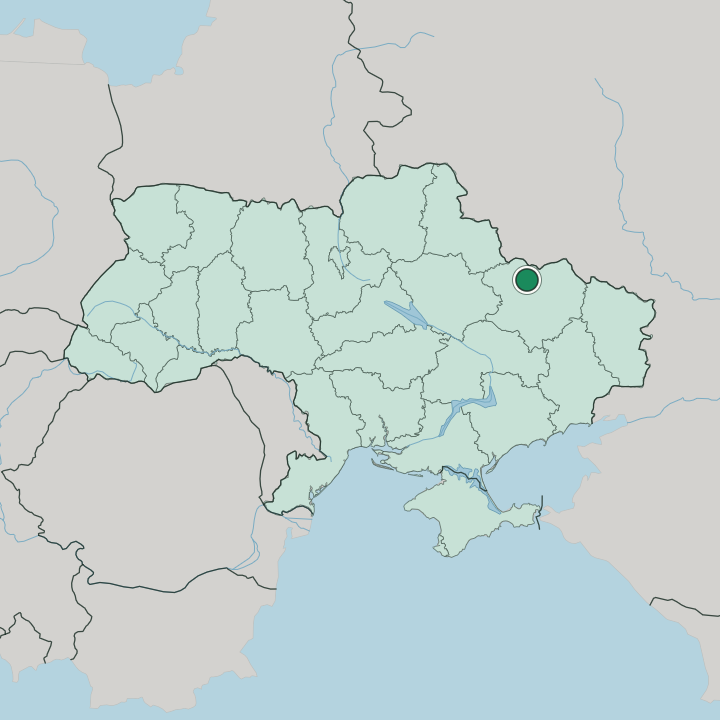 Map showing Kharkiv — In Ukraine