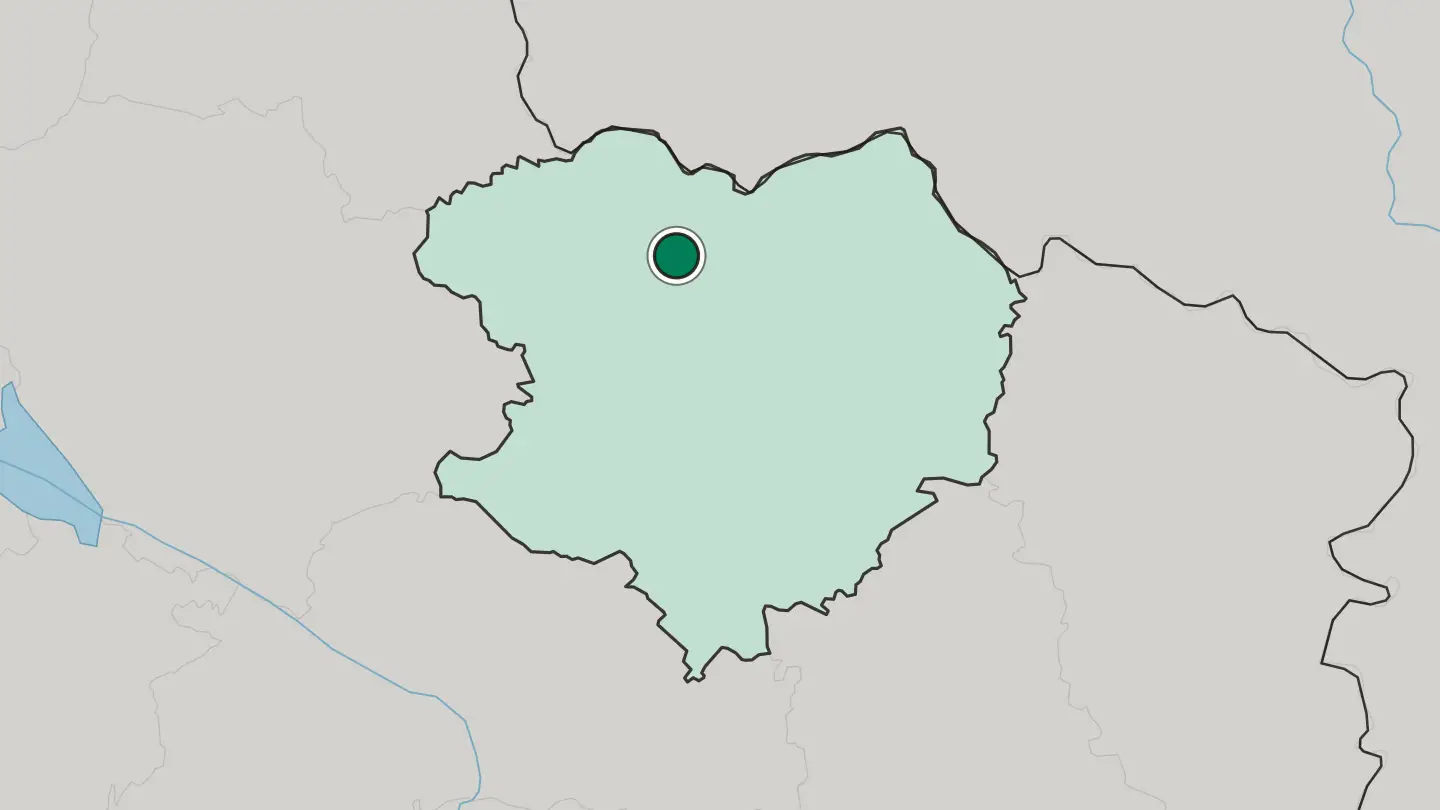 Map of Kharkiv in Ukraine