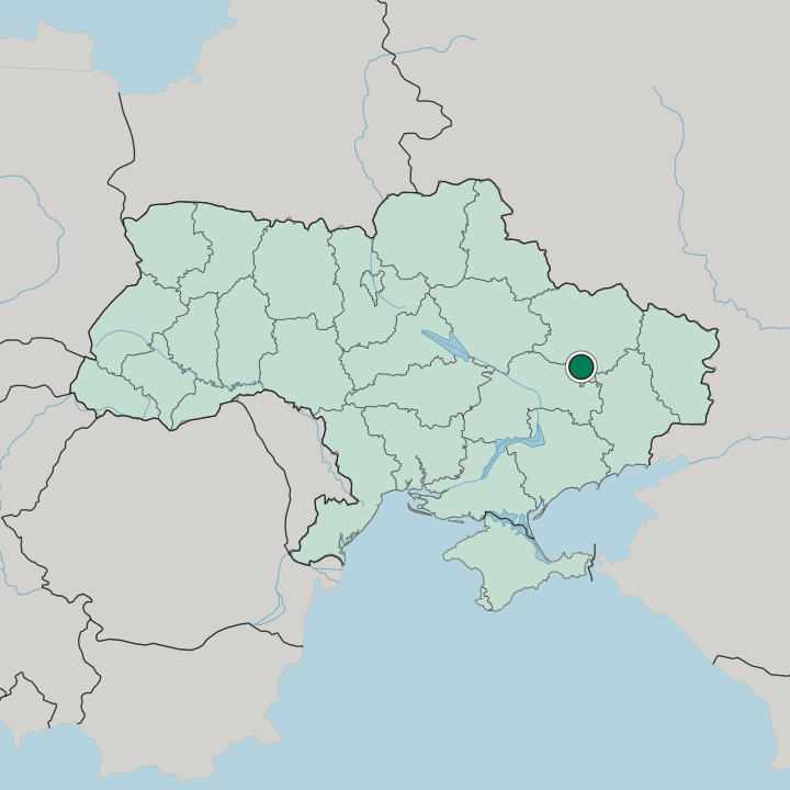 Map showing Lozova — In Ukraine