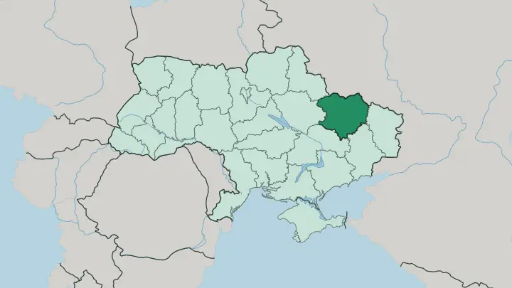 Map of Kharkiv Oblast in Ukraine