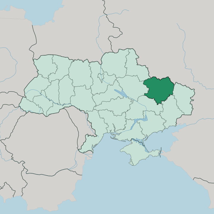 Map showing Kharkiv Oblast — In Ukraine