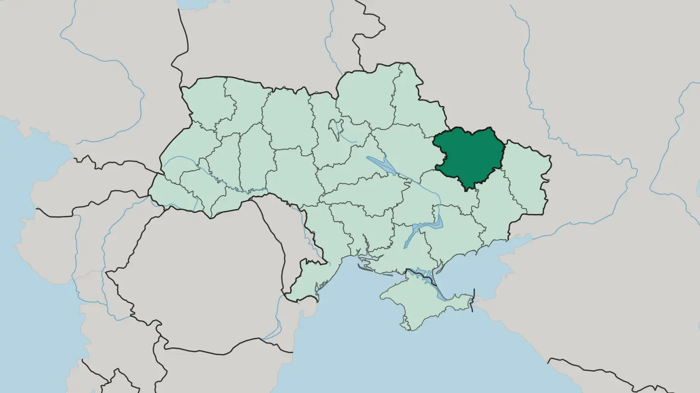 Map of Kharkiv Oblast in Ukraine