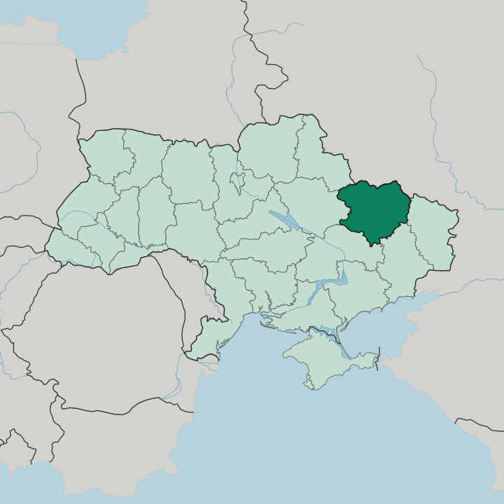 Map showing Kharkiv Oblast — In Ukraine