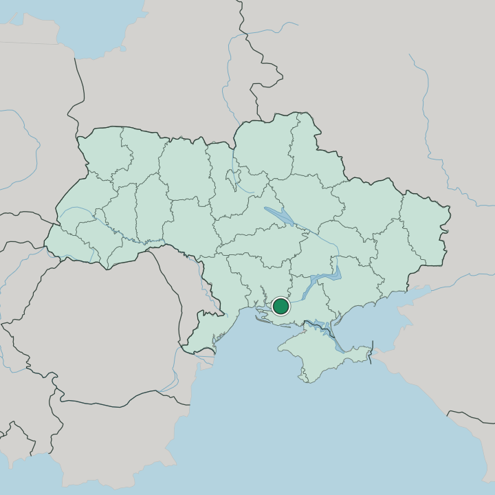 Map showing Kherson — In Ukraine