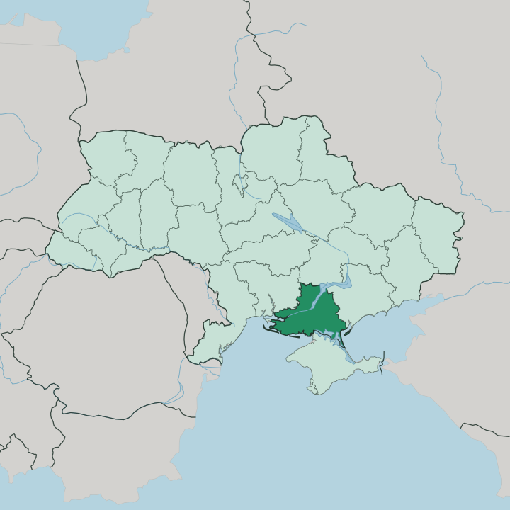 Map showing Kherson Oblast — In Ukraine