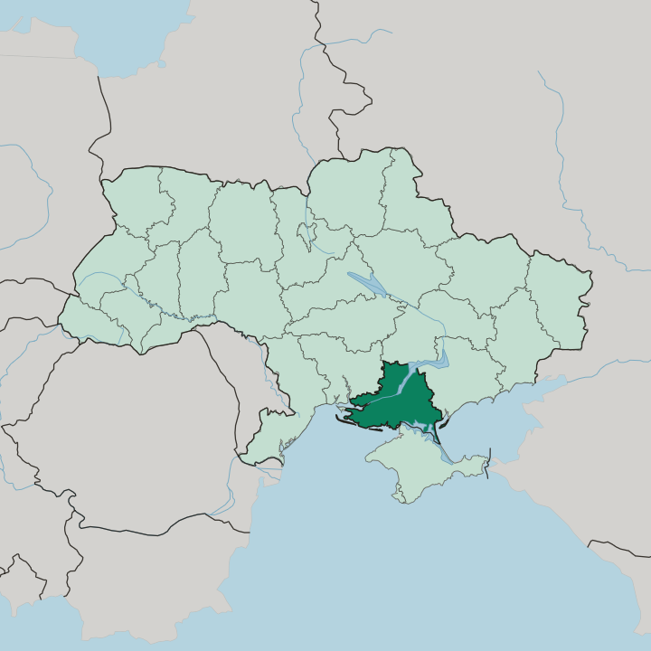 Map showing Kherson Oblast — In Ukraine