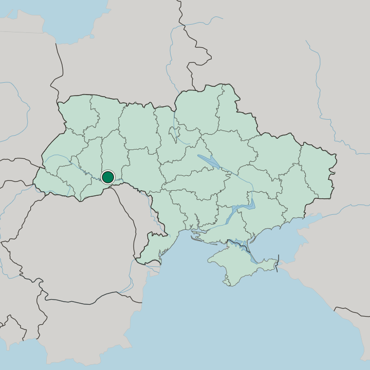 Map showing Kamyanets-Podilskyi — In Ukraine
