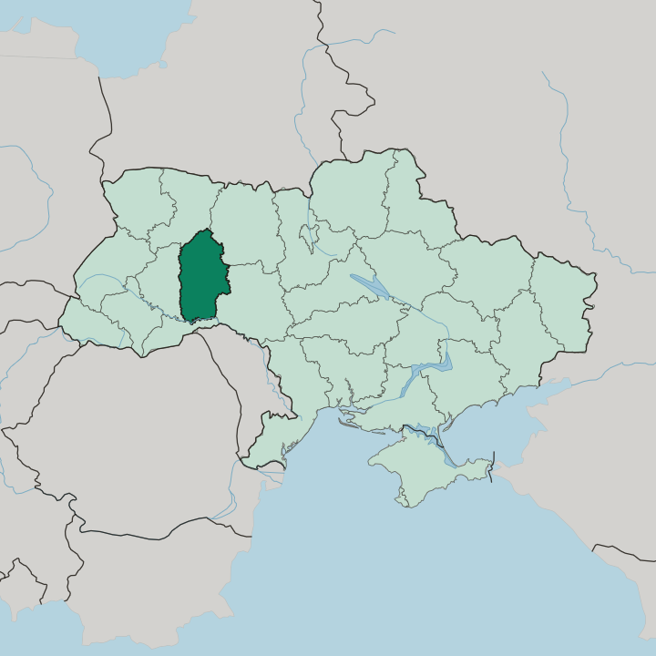 Map showing Khmelnytskyi Oblast — In Ukraine
