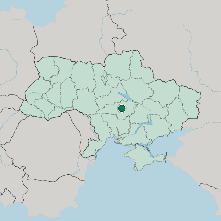 Map showing Kropyvnytskyi — In Ukraine
