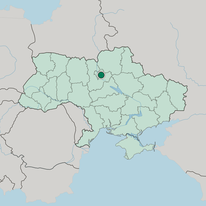 Map showing Boryspil — In Ukraine