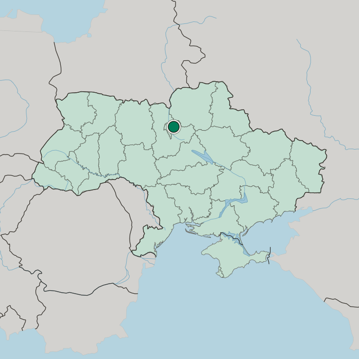 Map showing Brovary — In Ukraine