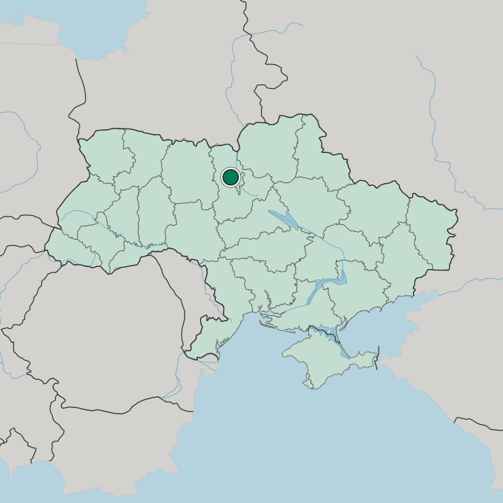 Map showing Irpin — In Ukraine