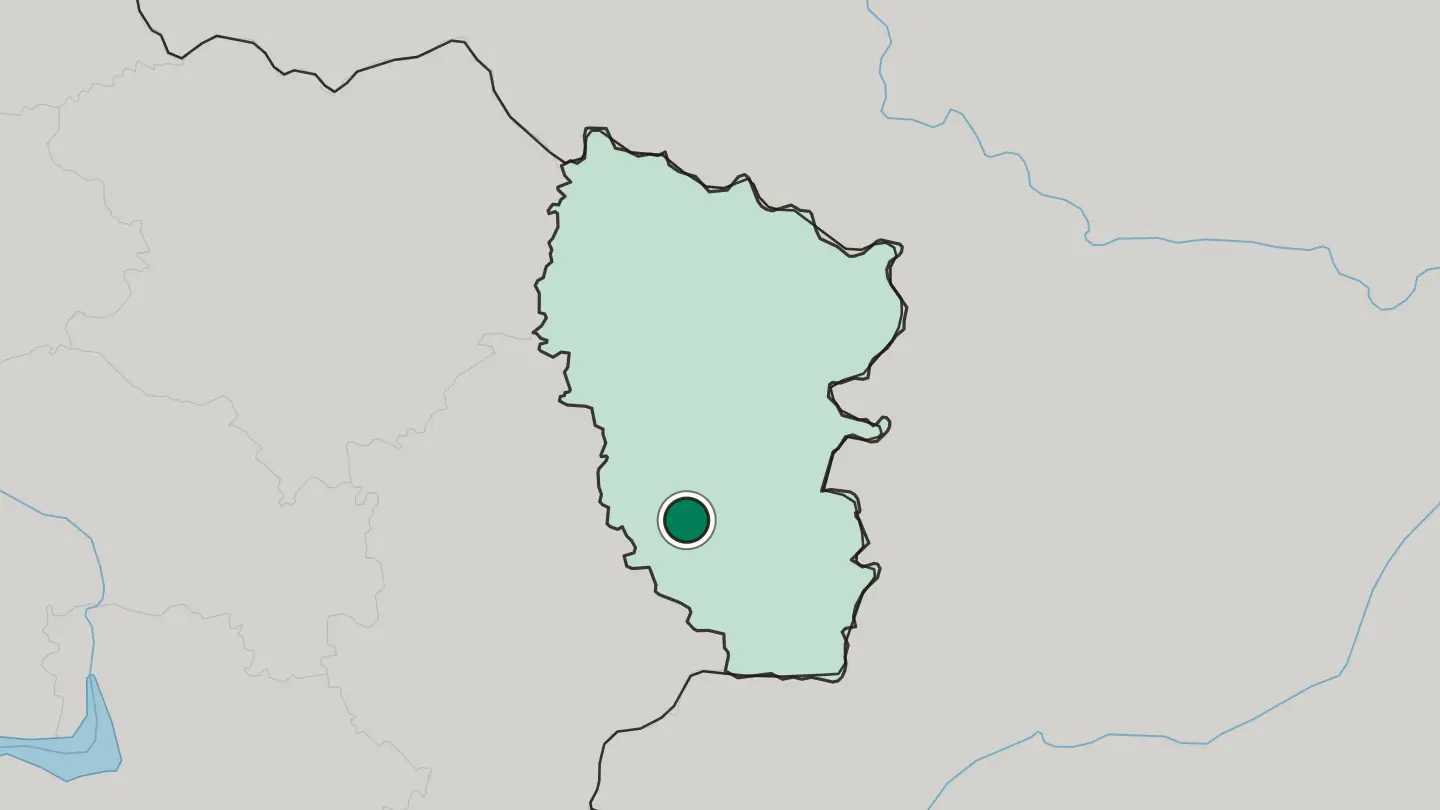 Map of Alchevsk in Ukraine