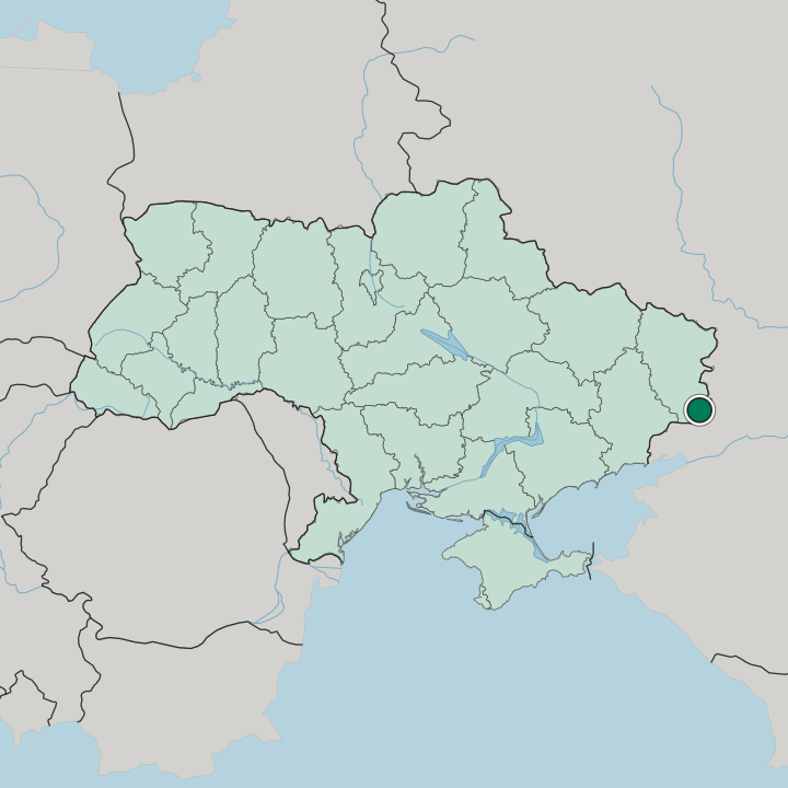 Map showing Dovzhansk — In Ukraine