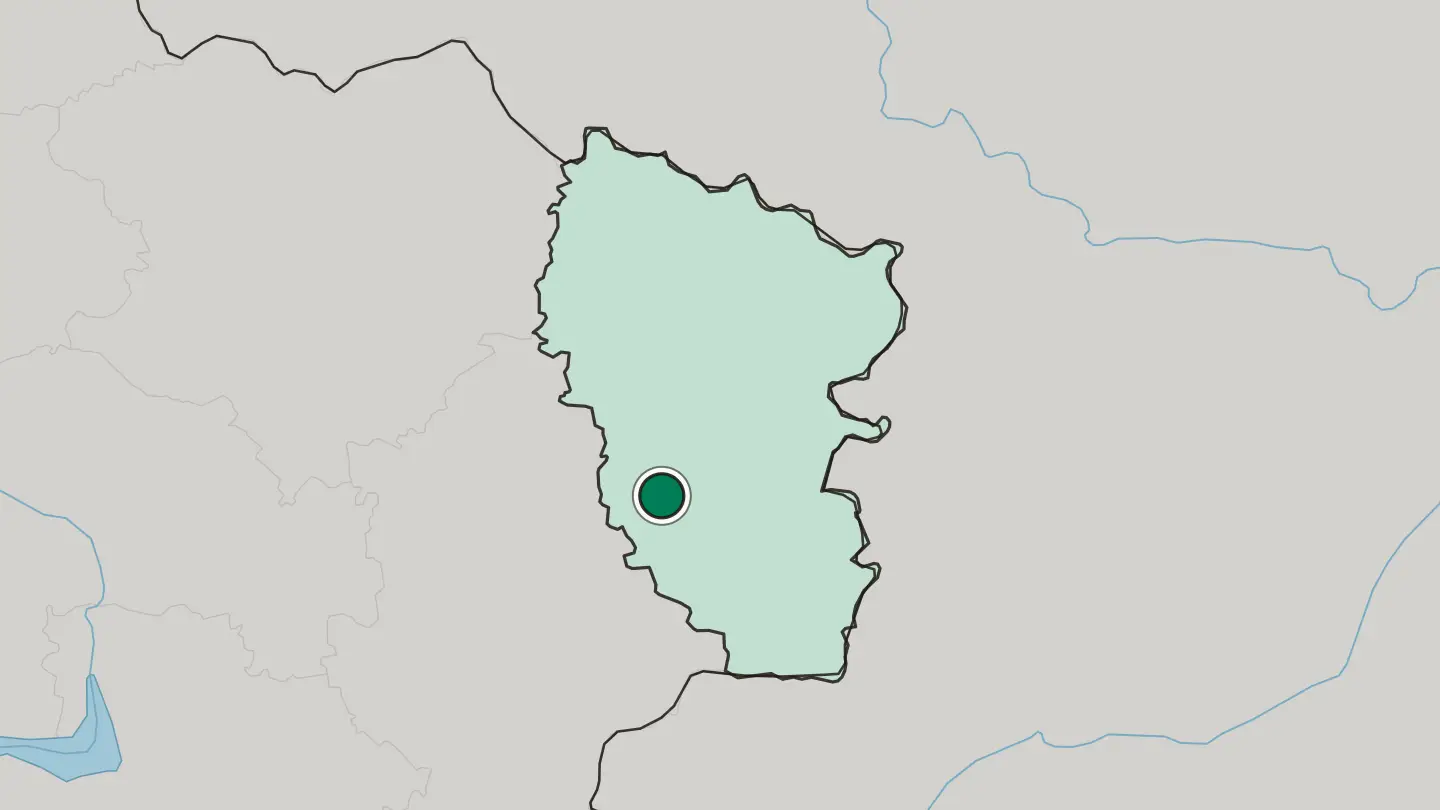 Map of Kadiyivka in Ukraine