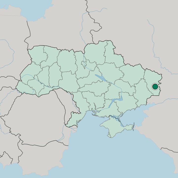 Map showing Luhansk — In Ukraine
